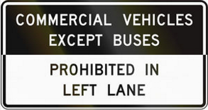 Vehicles Prohibited Left Lane